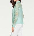 Designer-Seidenbluse mit Spitze mint