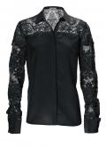 Designer-Seidenbluse mit Spitze schwarz