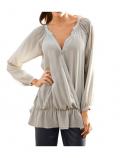 Designer-Seidenbluse taupe