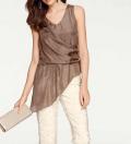 Designer-Seidenbluse taupe