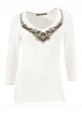 Designer-Shirt mit Perlen offwhite