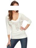 Designer-Shirt mit Strass creme