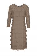 Designer-Spitzen-Chiffonkleid taupe