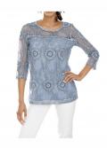 Designer-Spitzen-Jerseybluse hellblau