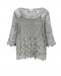 Designer-Spitzenbluse + Top grau