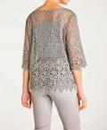 Designer-Spitzenbluse + Top grau