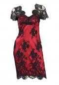 Designer-Spitzenkleid rot-schwarz