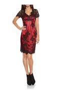 Designer-Spitzenkleid rot-schwarz