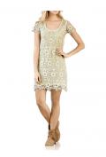 Designer-Spitzenkleid sand Gr. 36