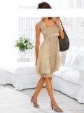 Designer-Spitzenkleid sand Gr. 38