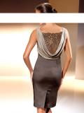 Designer-Spitzenkleid taupe