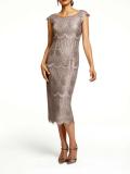 Designer-Spitzenkleid taupe