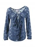 Designer-Spitzennbluse blau