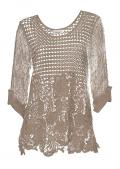 Designer-Spitzenshirt taupe Gr. 38