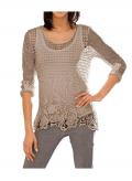 Designer-Spitzenshirt taupe Gr. 38