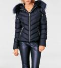 Designer-Steppjacke mit Webpelz marine