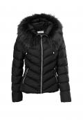 Designer-Steppjacke mit Webpelz schwarz