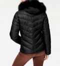 Designer-Steppjacke mit Webpelz schwarz