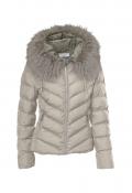 Designer-Steppjacke mit Webpelz taupe