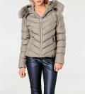 Designer-Steppjacke mit Webpelz taupe