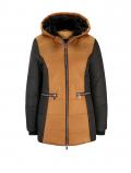 Designer-Steppjacke schwarz-cognac