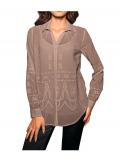 Designer-Stickereibluse + Top taupe