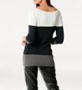 Designer-Streifenpullover ecru-schwarz