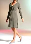 Designer-Strick-Jersey-Kleid khaki