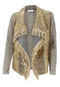 Designer-Strickblazer grau-goldfarben