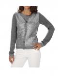 Designer-Strickjacke mit Pailletten silbergrau