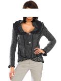 Designer-Strickjacke mit Spitze anthrazit