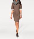 Designer-Strickkleid taupe-ecru