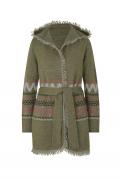 Designer-Strickmantel khaki-bunt