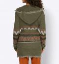 Designer-Strickmantel khaki-bunt