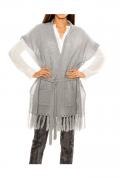 Designer-Strickponcho grau-silber