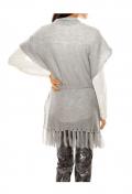 Designer-Strickponcho grau-silber