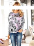 Designer-Sweatshirt grau-rosa