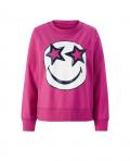 Designer-Sweatshirt mit Smiley-Motiv pink