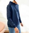 Designer-Sweatshirt mit Spitze dunkelblau