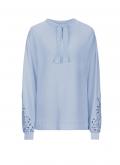 Designer-Sweatshirt mit Spitzeneinsatz eisblau