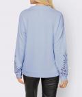 Designer-Sweatshirt mit Spitzeneinsatz eisblau