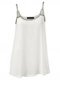 Designer-Top mit Perlen offwhite