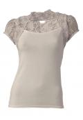 Designer-Top mit Spitze helltaupe