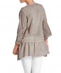 Designer-Tunika mit Spitzenbesatz taupe