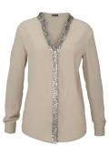 Designer-Tunikabluse mit Pailletten beige