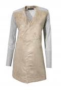 Designer-Velours-Strickjacke grau-beige