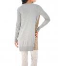 Designer-Velours-Strickjacke grau-beige