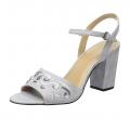 Designer-Veloursleder-Sandalette grau