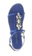 Designer-Velourslederdianette mit Strass blau