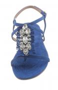 Designer-Velourslederdianette mit Strass blau